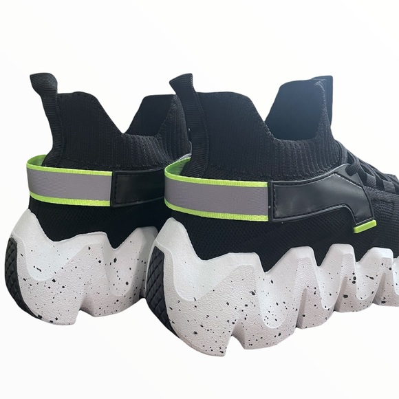 Black FlyKnit Oversized Chunky Platform Sneaker - Picture 7 of 12